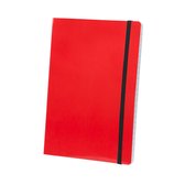 Notitieblokje rood met zachte kaft en elastiek A5 formaat - 80x lijntjes paginas - opschrijfboekjes