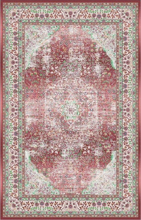 Vloerkleed vintage 70x140cm donkerrood perzisch oosters tapijt | bol.com
