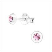 Aramat jewels ® - 925 sterling zilveren oorbellen rond kristal licht roze 4mm