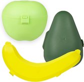 Appel + Banaan + Avocado fruitbakjes set - Voor kinderen op school - Vershoudbakjes met deksel - Lunchbox - Snackbox - Snackdoosjes