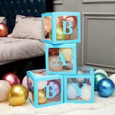 Yar Babyshower Versiering Dozen - Blauw - Gender Reveal Pakket - Geboorte Decoratie Jongen en Meisje - Incl. 20 blauwe Ballonnen