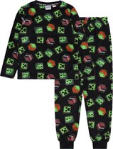 Zwart-groene fleece pyjama - Minecraft / 11-12 jaar 152 cm