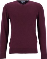 Michaelis heren trui katoen - slim fit met V-hals - bordeaux rood -  Maat: S