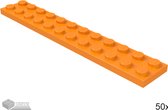LEGO Plaat 2x12, 2445 Oranje 50 stuks