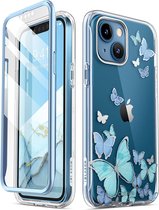 COSMO 360° Backcover Hoesje Met Screen Protector iPhone 13 - Blauwe Vlinders