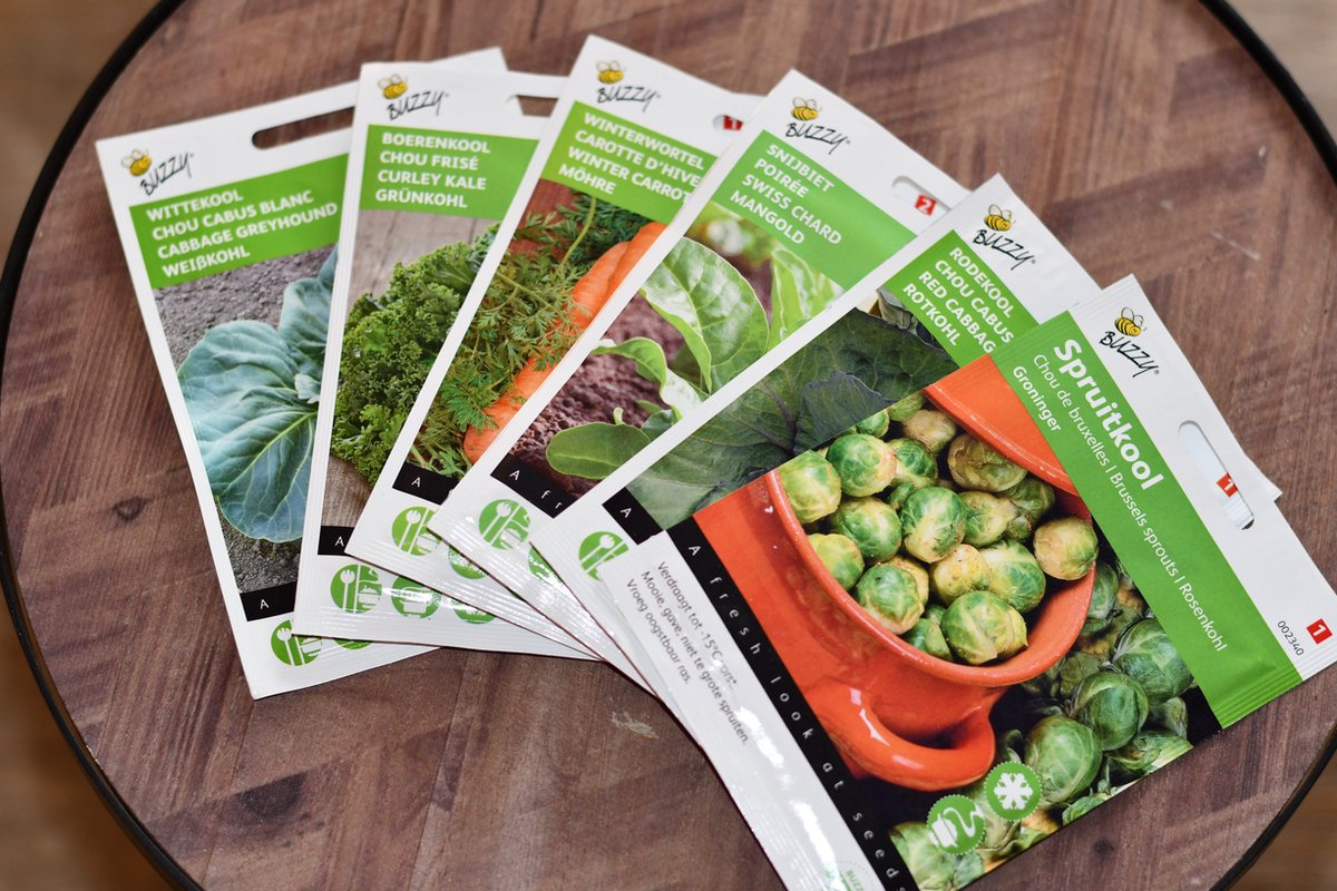 Groentezaden Assortiment Voor De Moestuin - Wintergroente - Wortel - Rodekool - Bieten - Spruiten - Boerenkool - Witte Kool