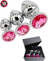 Luxe Metalen Buttplug Set - Sex Toys voor Mannen - 3 x Anaal Dildo - Anale speeltjes roze