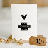 10x A Big Birthday Hug To You kaart (A6 formaat) - felicitatie kaartjes om te versturen - kaartenset - kaartjes blanco - kaartjes met tekst - wenskaarten - verjaardag