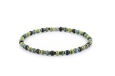 Aurum Brothers - Parvus Gemengd Groen - Donker Hematiet, 4mm, Zilver, Handgemaakte Heren armband - 22.9 cm polsmaat