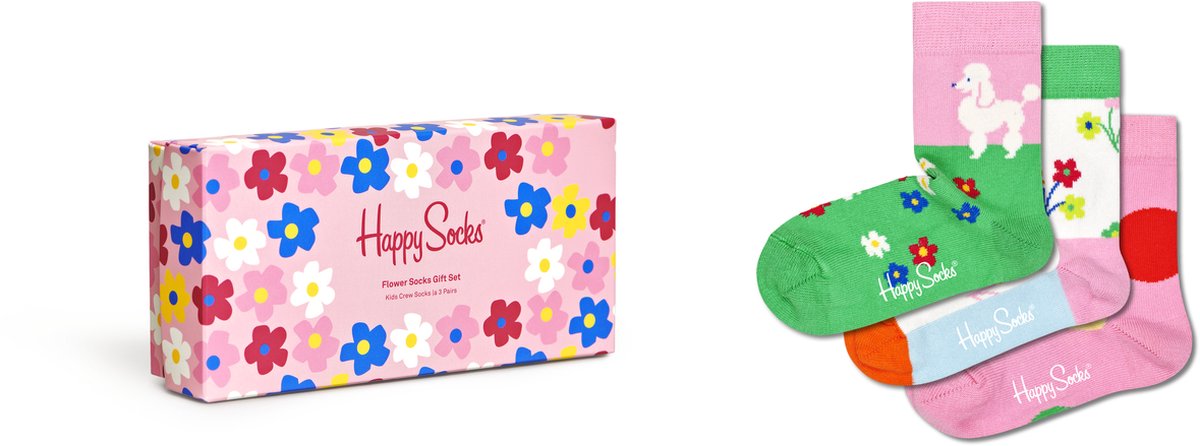 Happy Socks kids giftbox 3P sokken flower multi