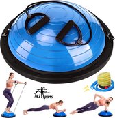 MJ Sports Premium Balanstrainer Inclusief 2 Weerstandsbanden & Pomp - Fitness - Balance Board - Balansbord - Halve Yoga Ball - Bosu Ball - Pilates - Balansbal - Stabiliteitstraining - Oefenba