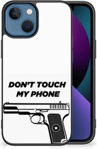 Telefoonhoesje Geschikt voor iPhone 13 Back Case Siliconen Hoesje met Zwarte rand Pistol Don't Touch My Phone