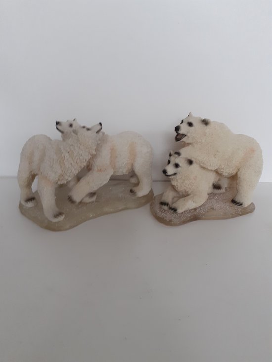 Ijsberen beeldje SET van 2 ijsbeer beeldjes H.Originals  13x21x13 cm