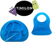 Timilon Kinderbord - Baby Servies - Met Zuignappen - Met Lepeltje - Met Slabber - Blauw