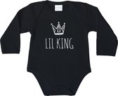 Rompertjes baby - Lil king - maat 56 - lange mouwen - baby - baby kleding jongens - baby kleding meisje - romper - kraamcadeau meisje - kraamcadeau jongen - zwanger - stuks 1 - zwa