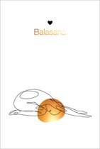 Poster - yoga - pose ‘balasana’ - line art - wanddecoratie - goudlook - 20x30 cm