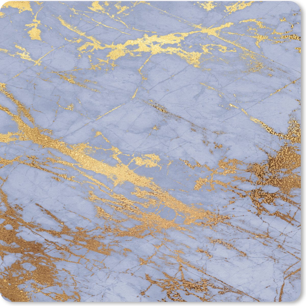 Muismat 20x20 cm - Mousepad Marmer - Blauw - Goud - Muismatten