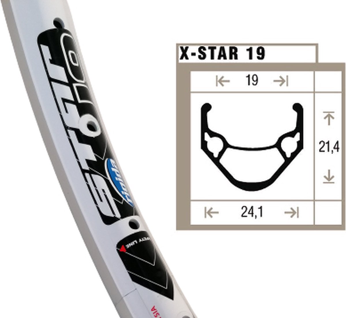 Shining X-star 19 velg wit etrto 507-19 (24x1.75) 36-gaats