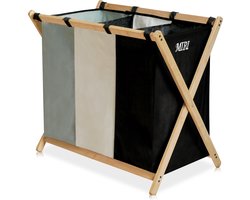 MiRi Wasmand 3 vakken【Bamboe 】 – Wassorteerder – Hout – Opvouwbaar – Wasbox – 120L – Gratis Schroevendraaier – Wasmanden – Laundry Basket