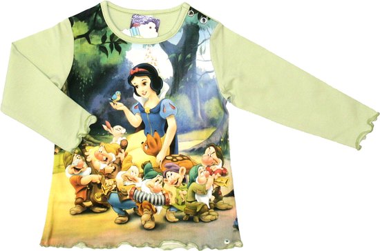 Disney Princess - Meisjes Kleding - Longsleeve - Licht Groen - Sneeuwwitje en de Zeven Dwergen - T-shirt met lange mouwen - Maat 80