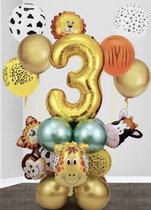 26 stuks ballonen incl. tape set - 26 ballonen - 3 jaar - verjaardag - kinderfeestje - feestje - ballonen - dieren aap - leeuw - giraffe - koe - natuur - decoratie