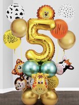 26 stuks ballonen incl. tape set - 26 ballonen - 5 jaar - verjaardag - kinderfeestje - feestje - ballonen - dieren aap - leeuw - giraffe - koe - natuur - decoratie
