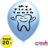 20x Ballon 30cm ''1st Tooth''  lichtblauw ( eerste tand)