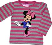 Disney Minnie Mouse Meisjes Longsleeve - Roze Grijs gestreept - T-shirt met lange mouwen - Maat 128