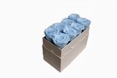 ROYAL BLOSSOM - 8 Stuks Longlife Amore rozen BABY BLAUW - flowerbox - Baby blauwe AMORE rozen - echte rozen - giftbox - cadeau voor Hem / Haar - geschenk BABY BOY jongen