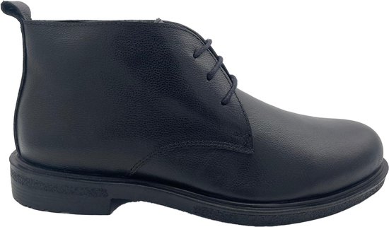 Veterschoen- Desert boots- Nette schoenen- Heren laarzen 1036- Leer- Zwart- Maat 41