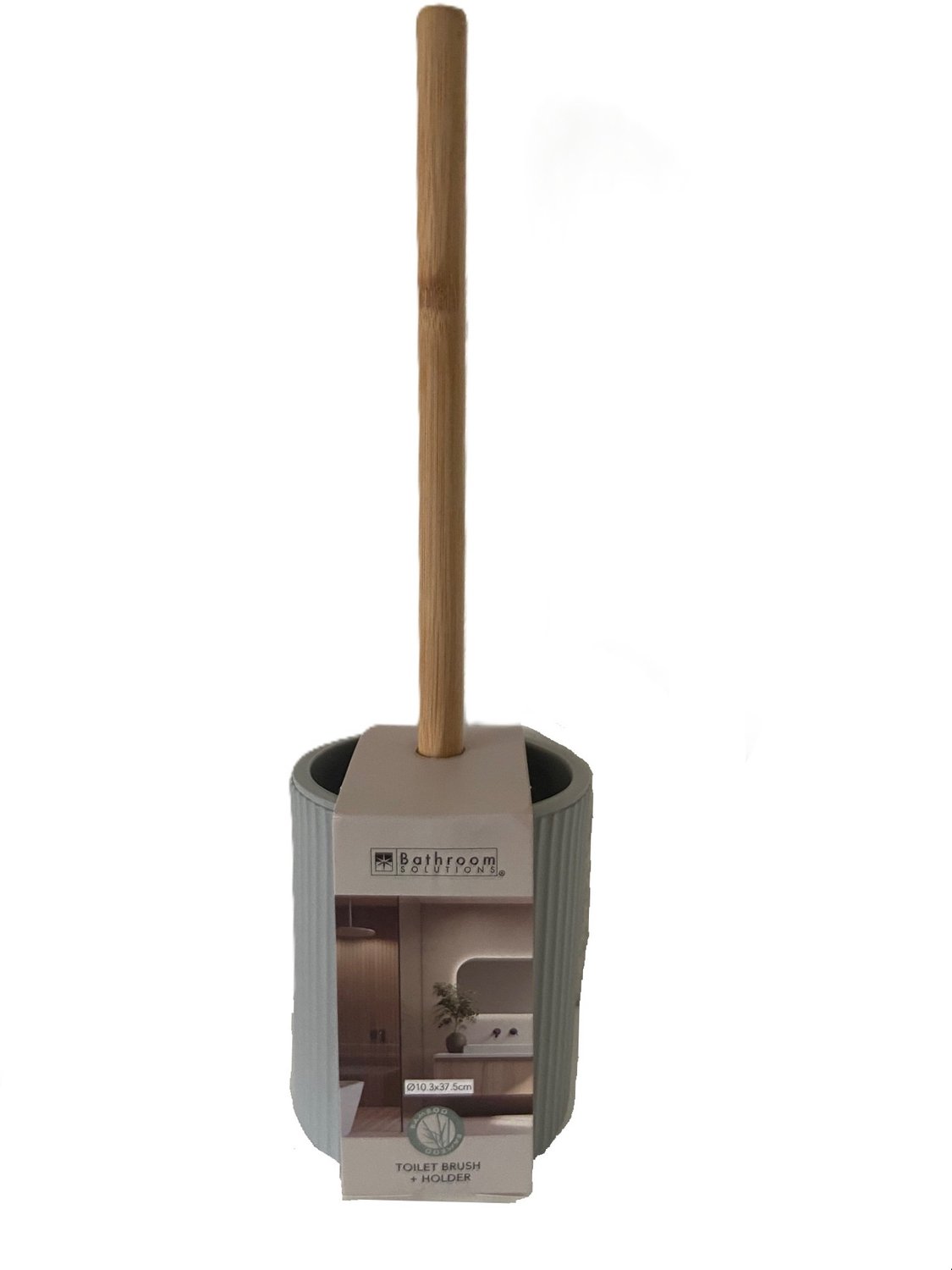 Bamboo Toiletborstel 36 cm met grijs plastic houder 10 x 13 cm
