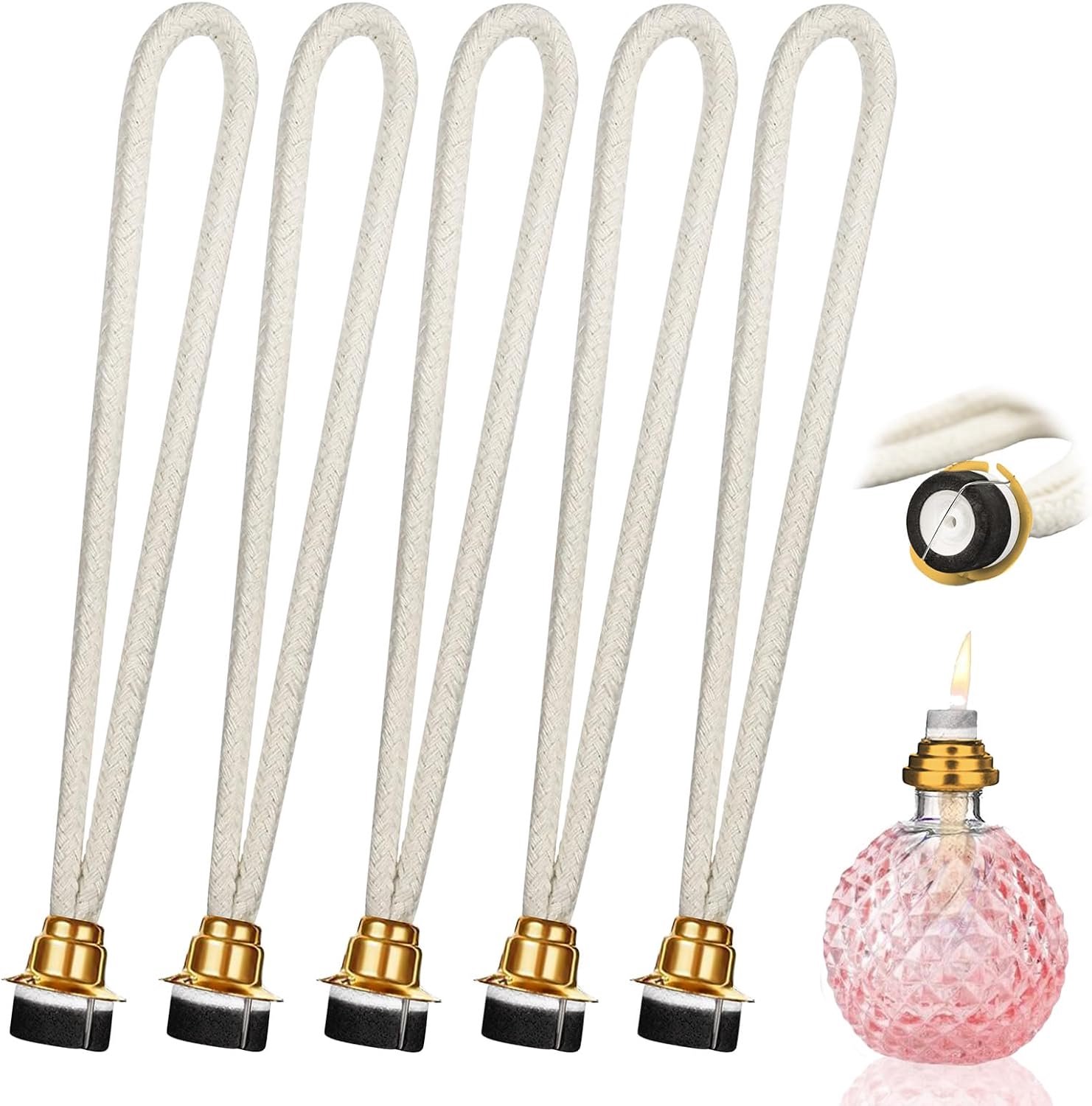 Set van 5 gouden katalytische lampenwicks voor aromatherapie en luchtverfrissing, compatibel met standaard lampen