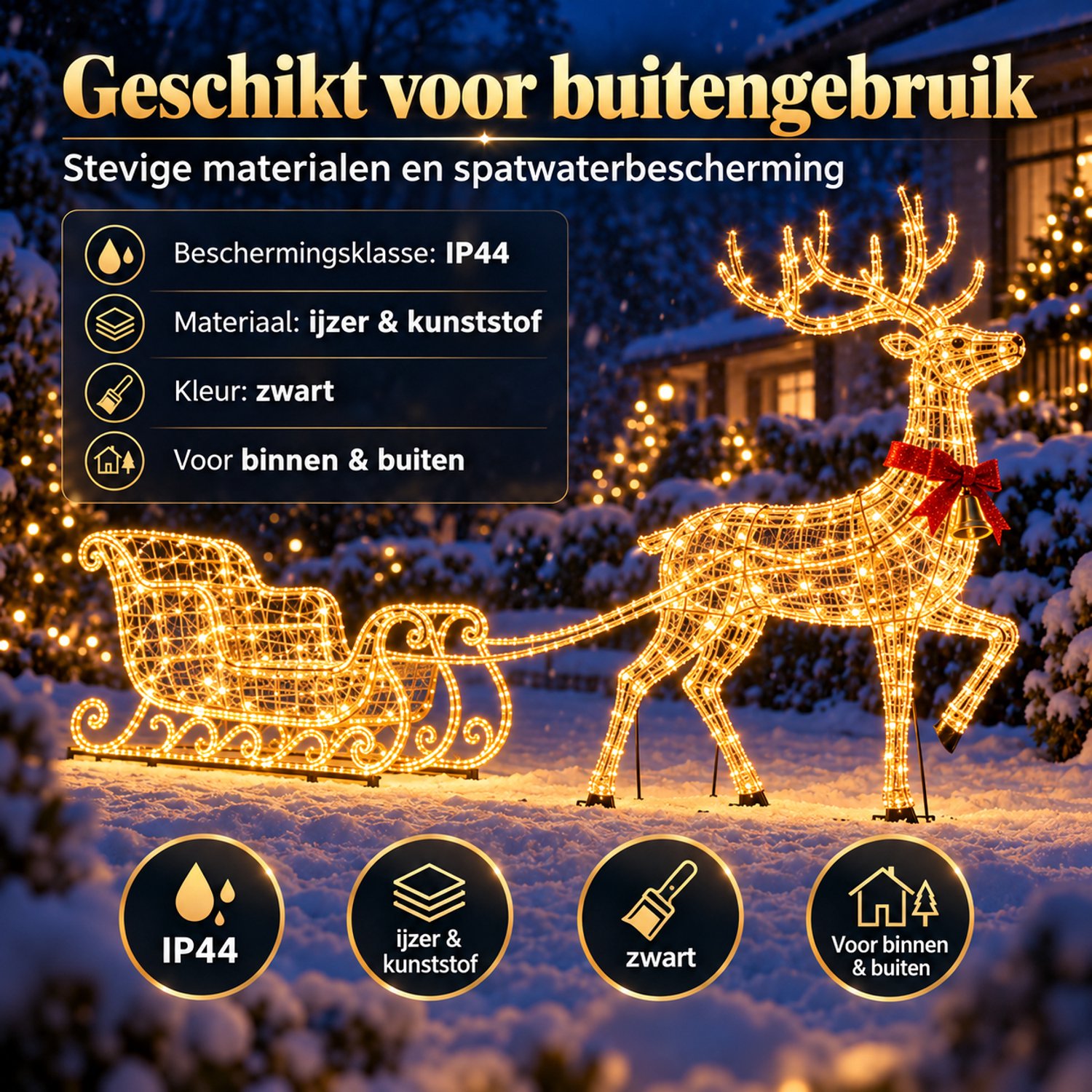 X-Mas Eland met Slee met LED Kerstverlichting voor Buiten totaal 290 cm 1000 LED lampjes IP44 – foto 4