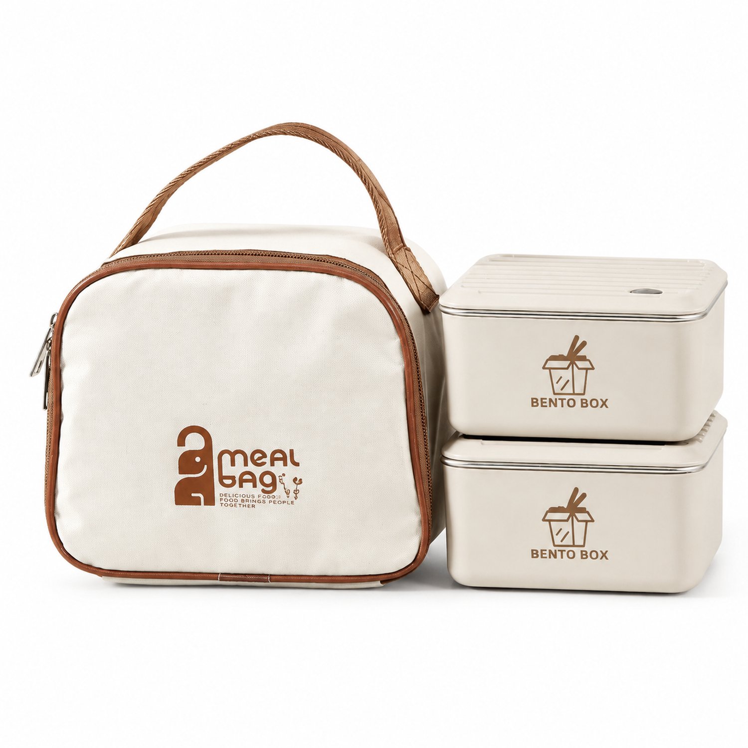 Broodtrommelset met 2 lunchboxen van 600 ml, bestek en geïsoleerde tas