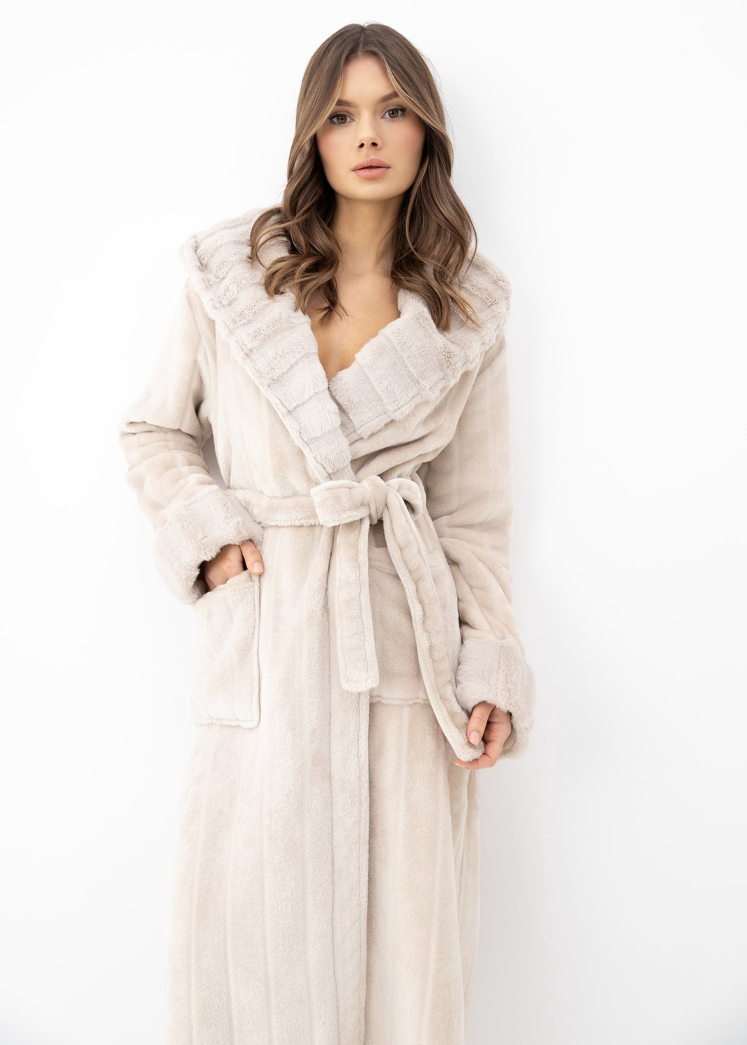 S& Sensis Sensis Fleece Badjas Evora Dames 44 / Beige