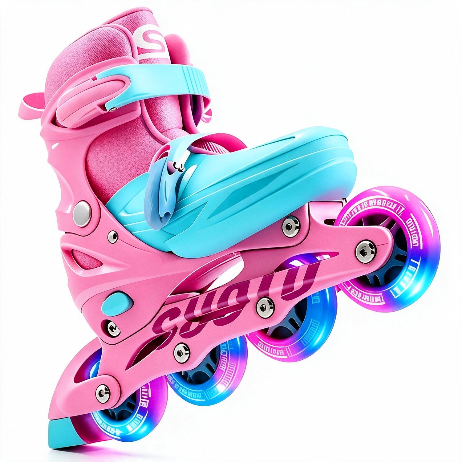 Bol.com Suotu Skeelers - Inlineskates Verstelbaar - Skeelers meisjes en jongens - Maat: EUR 32-36 - lichtgevende wielen - Roze - M aanbieding