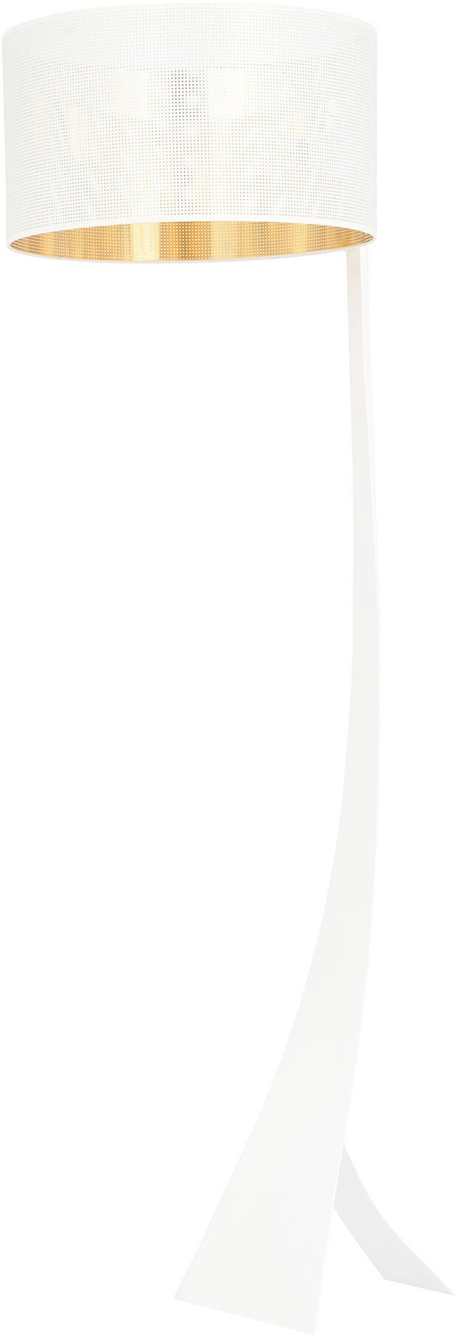 Emibig Holstebro witte met goud staande lamp metalen kap 1x E27 - Strakke verlichting voor elk interieur