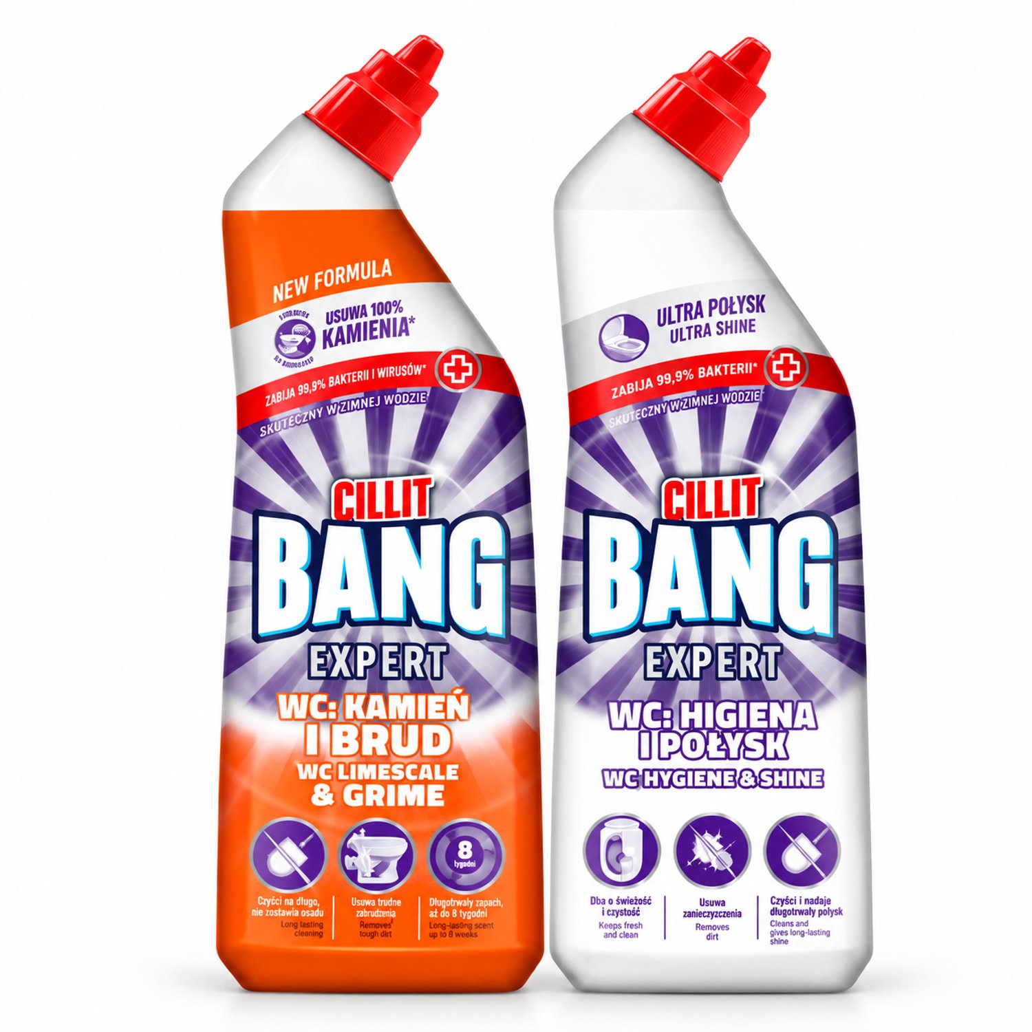 Cillit Bang Expert WC Reiniger Set – 2 Stuks – Kalk & Vuil Verwijderaar + Hygiëne & Glans – Krachtige Toiletreiniger – WC Ontkalker