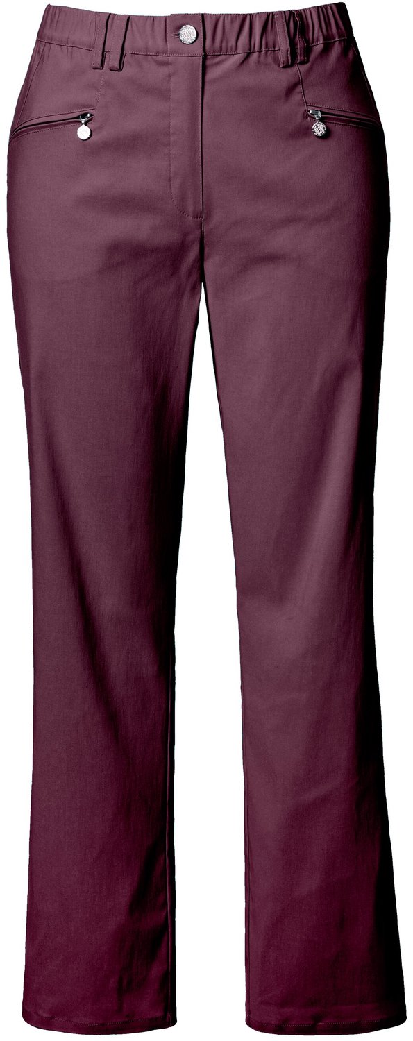 Ulla Popken - Dames - Bengalin-broek Mary thermo-functie comfortabele tailleband - Aubergine - Maat 46