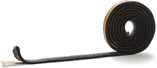 Zelfklevend plat kachelkoord, zwart, 8mm x 2mm, met gele achterkant.