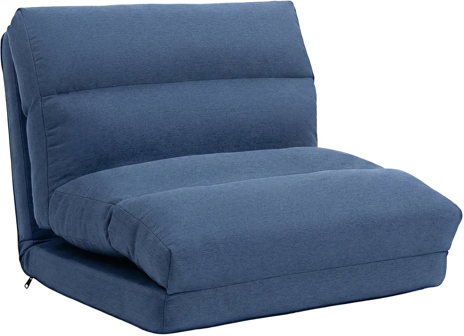 Donkerblauwe vloerfauteuil omvormbaar tot bed - stoffen luie stoel - rugleuning verstelbaar - 90-180 graden - 70x72x56 cm