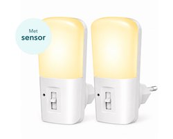Qumax LED Nachtlampje Stopcontact 2 stuks - Dimbare Nachtlampjes met automatische Lichtsensor - Nachtlampje Babykamer - Nacht Lamp - Dag en Nacht Sensor - Kinderen & Baby - Wit