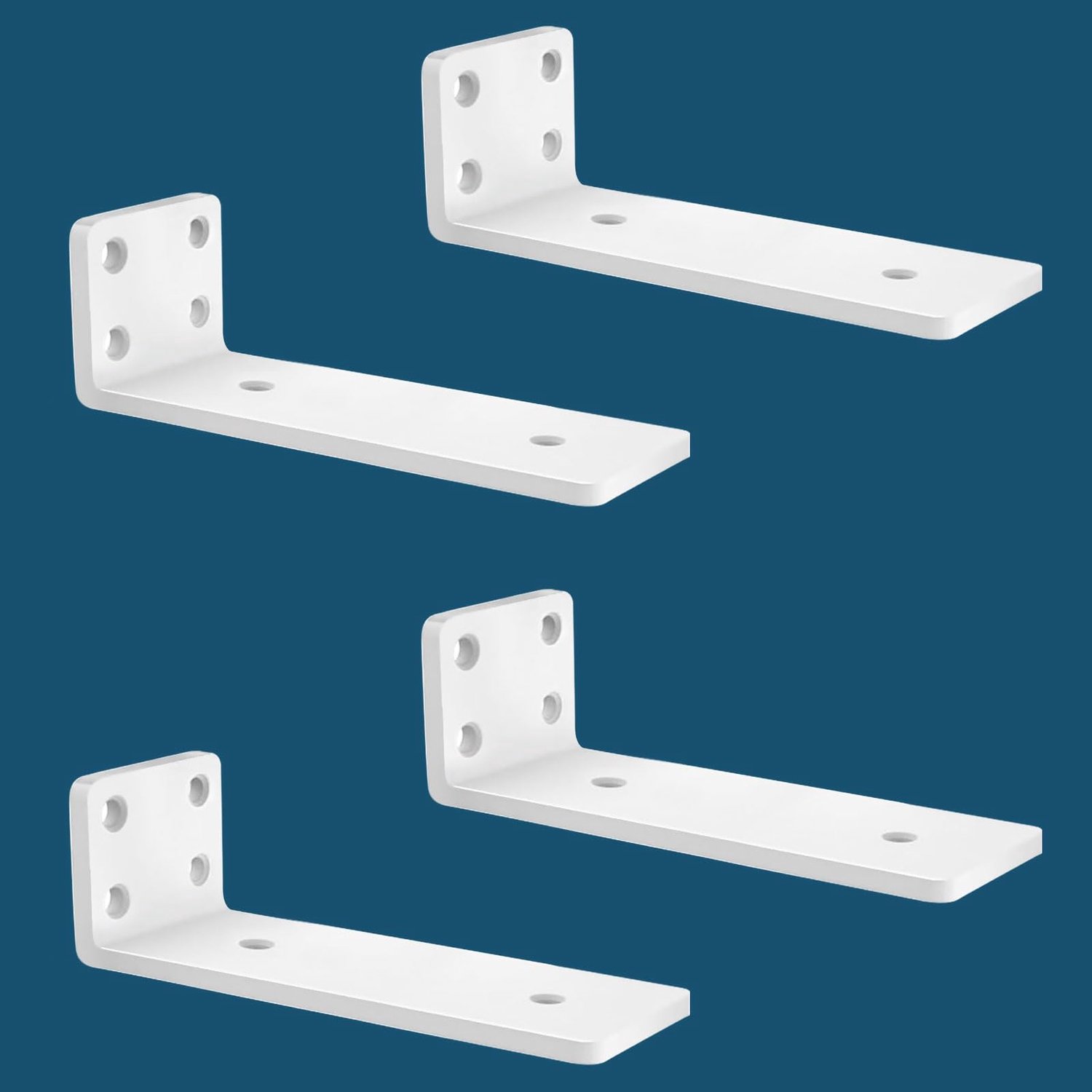 Wandplankdragers - Onzichtbaar - Voor zware belasting - Wit 20 cm - 0,5 cm dik - 4 stuks - Draagkracht 50 KG