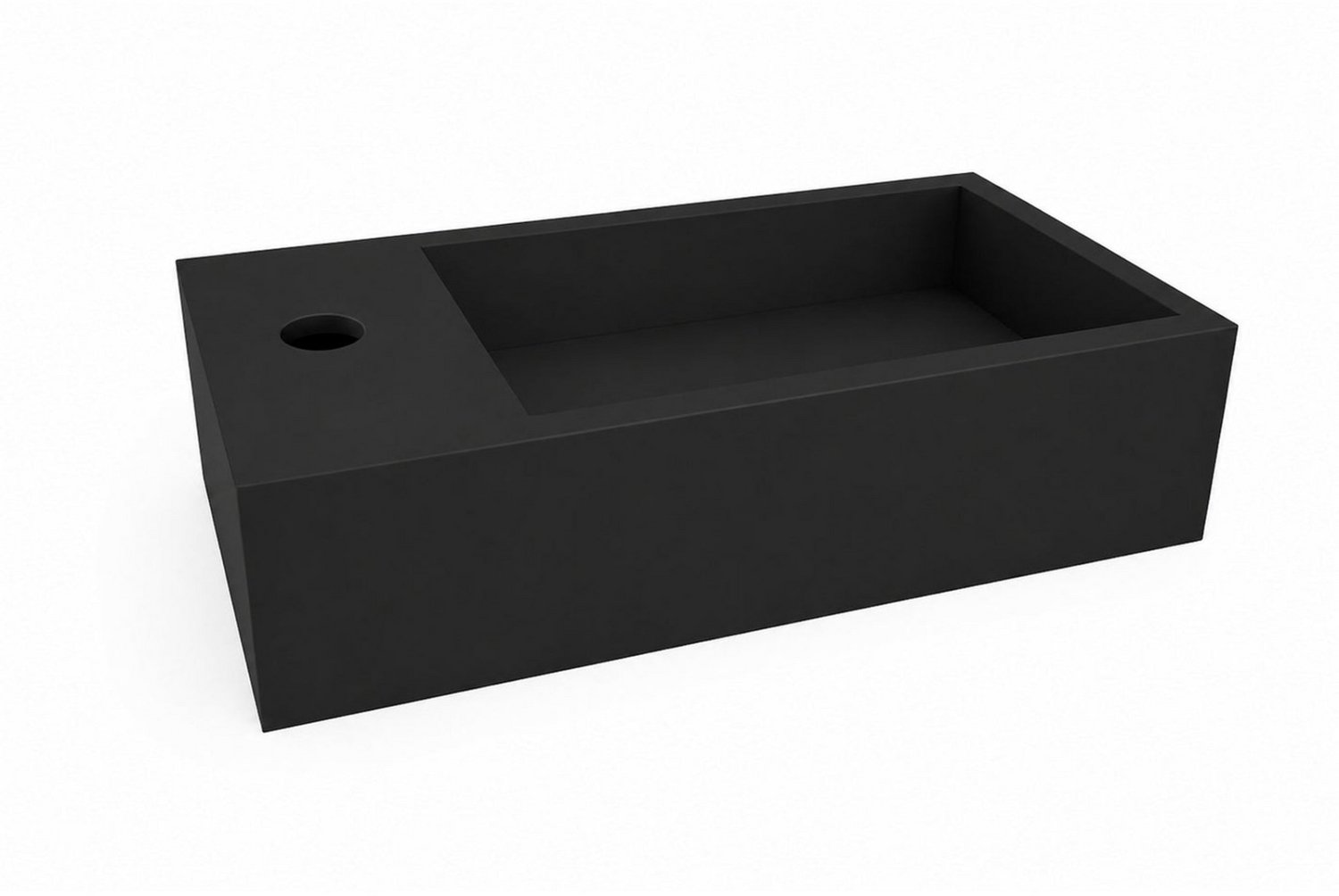 Wiesbaden Lotte Fontein Links 40 x 22 x 10 cm Solid Surface - Mat Zwart