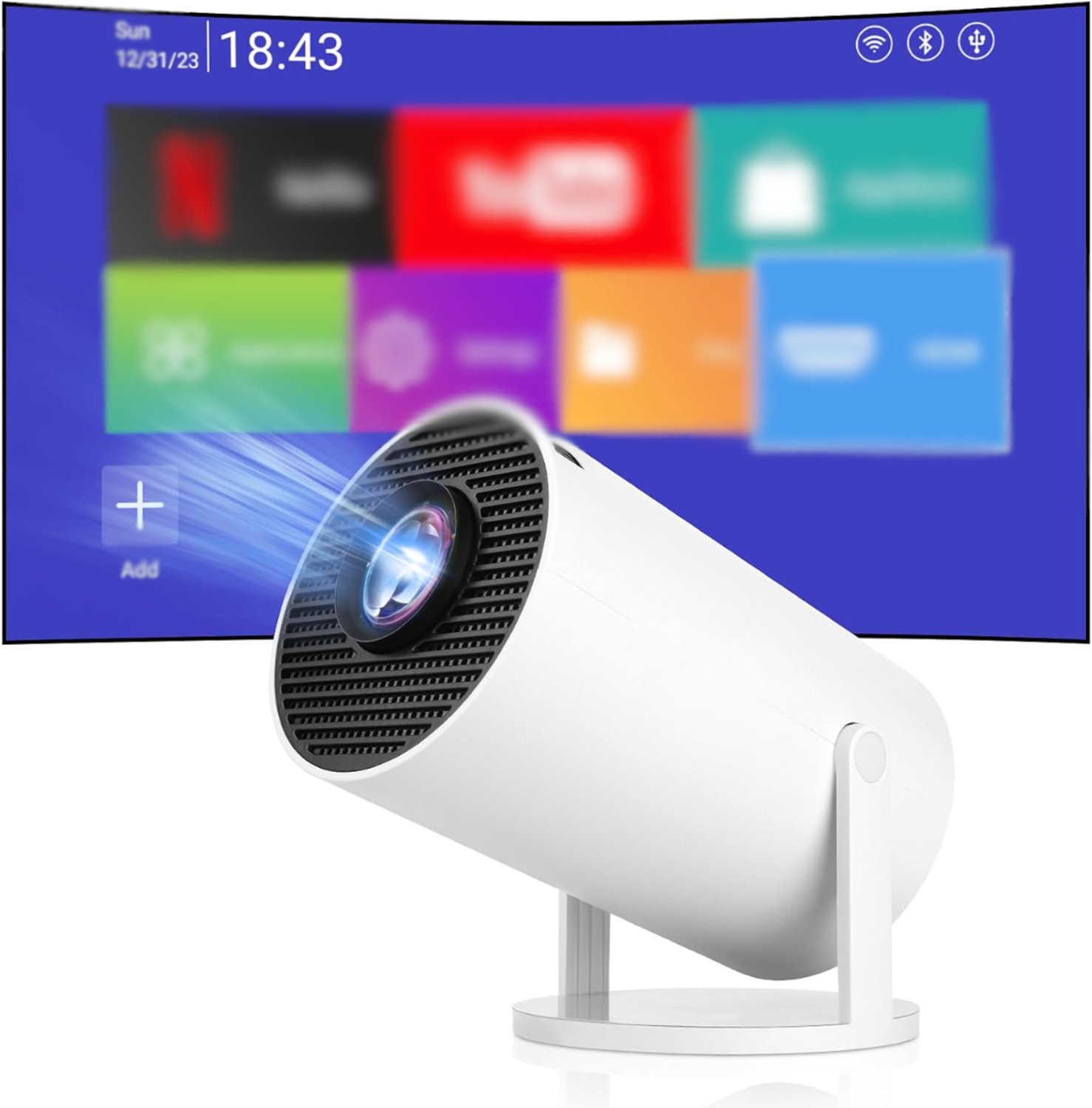 SNJY® Mini Beamer - Mini Projector - Beamer Full HD - 1080P HD - 180° Draaibaar