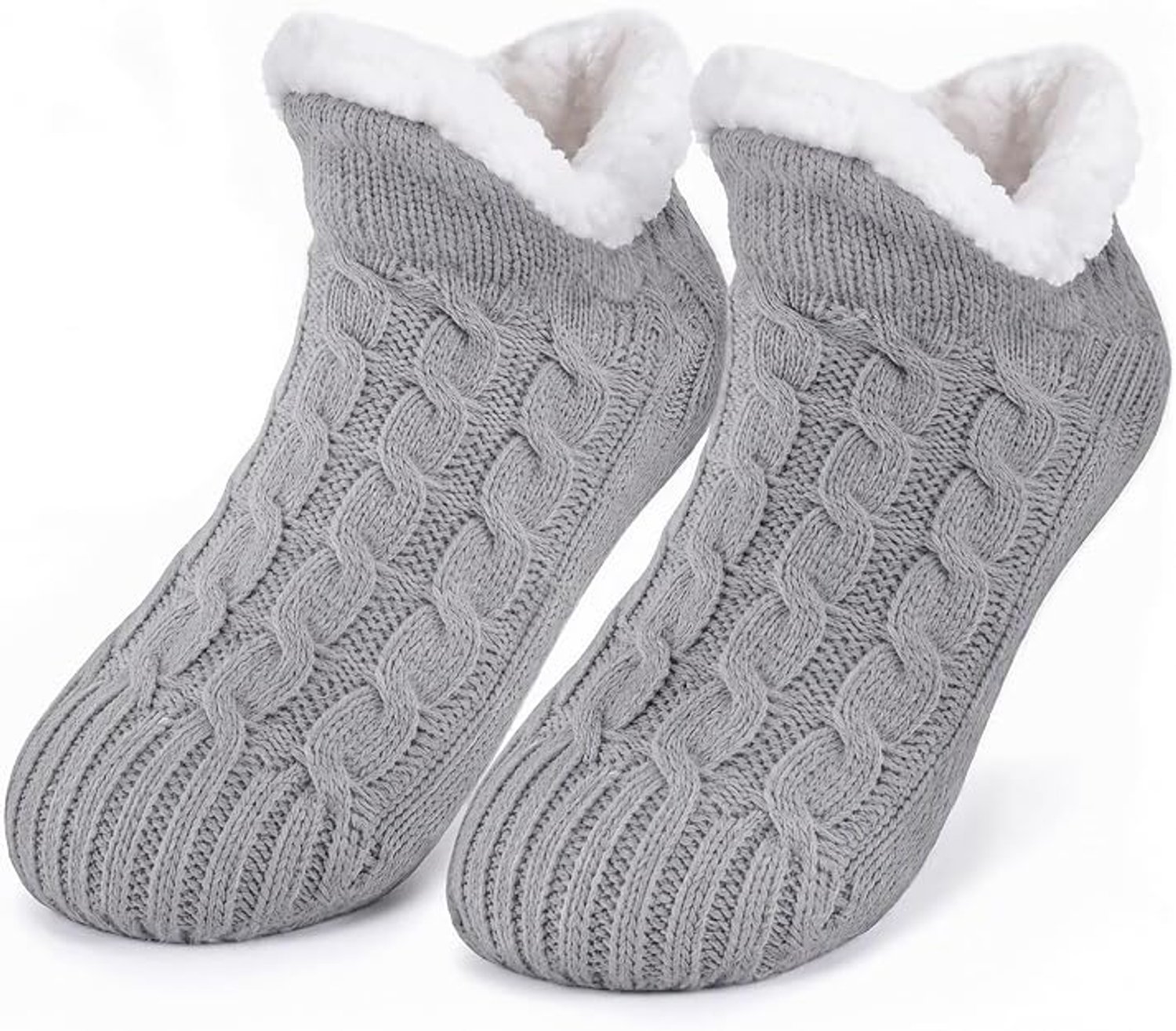 HisKes Vloersokken Warme wintersokken Binnensokken Unisex pantoffels en sokken Warme vloersokken voor dames Antislipzool Dikke fleece sokken Geschikt voor Grijs
