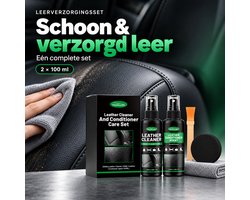 Homonth Leer Onderhoud Set 200 ml – Leerreiniger & Leerverzorging Conditioner – Leather Care Kit met Borstel, Spons & Microvezeldoek – Voor Leer & Kunstleer – Auto, Bank, Meubels, Schoenen en Tassen