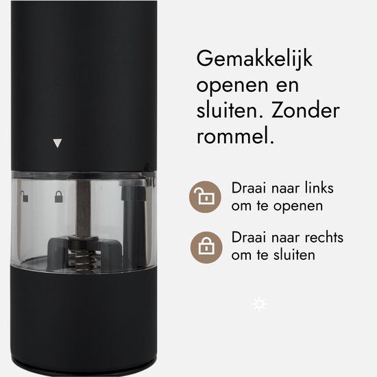 GOV Elektrisch Peper- en Zoutstel - RVS Regular - Oplaadbaar - Black Edition - Zwart - Pepermolen - Cadeau - Roestvrij Staal — cadeau in Kookcadeaus - foto 7