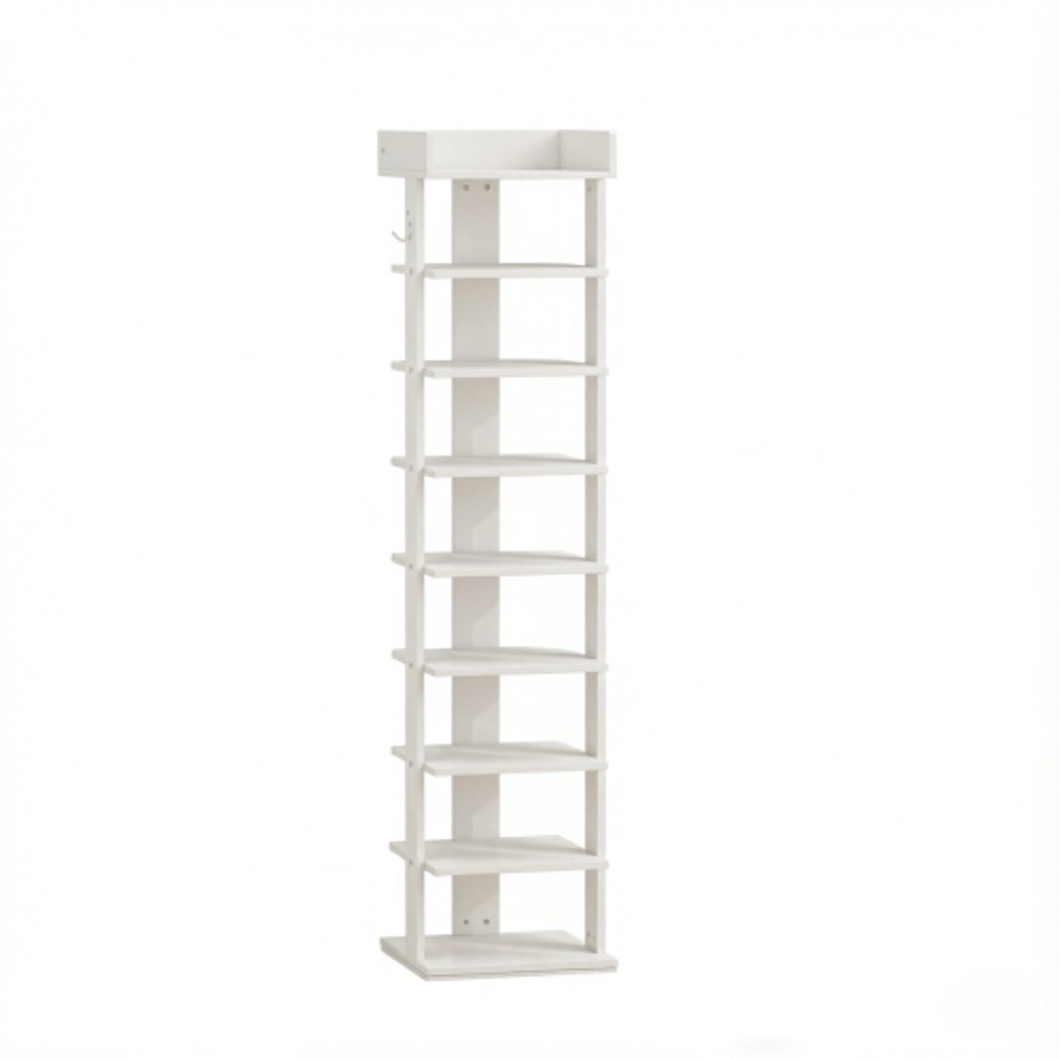 Smal schoenenrek met 9 niveaus, witte schoenenstandaard voor 9 paar, ruimtebesparend, 30 × 30 × 128,4 cm