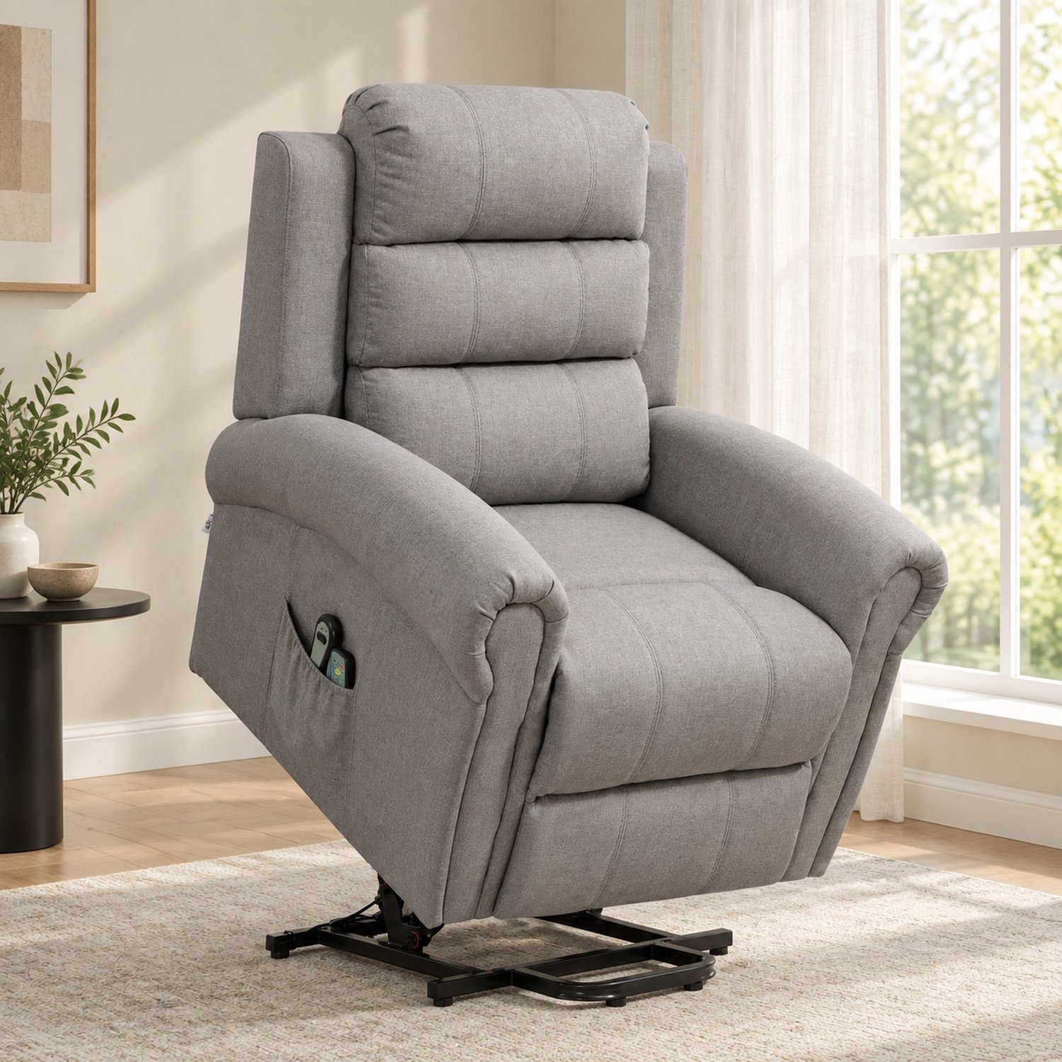 CHICFURN Relaxfauteuil - Elektrisch verstelbaar - Sta-op functie - Lichtgrijs